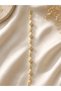 Steel Gold Color Geometric Frame and Leaf Motif Zircon Stone Bracelet - 2