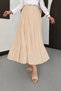 Women's Elastic Waist Crinkled Modal Fabric Long Crush Skirt - 2