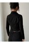Women's Long Sleeve Collared Jacket with Ornamental Pocket Detail and Zipper Closure, Short Imported Crepe Jacket - 6