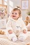 Baby Girl Welsoft Jumpsuit with Rabbit Figure, Hooded, Zippered, Ecru, Plush Detail - 2