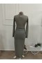 Women's long sleeve turtleneck ruched waist maxi modal dress - 6