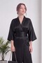 Women's Double-Breasted Satin Belted Evening Dress Jumpsuit Black, Beige - 6