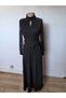 Women's long sleeve turtleneck dress with drop detail, belted waist, and slit - janjan crepe - 4