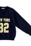 1046 women's v-neck new york print 3-thread cotton sweatshirt - navy - 3