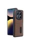 Xiaomi Redmi Note 14 Pro 4g Case Sara Leather Case with Business Card Holder - Tan - 3