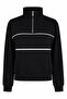 Black Women's Sweatshirt with Half Zipper 27Kdt1000022