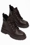 Brown Lace-Up Leather Patterned Ready-Sole Women's Boots Shoes Best