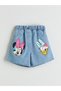 Trendlucky Minnie Mouse Printed Baby Girl Jean Shorts with Elastic Waist with Difference in Color - 2