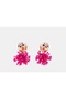 New Season Zr Charm Stone Detailed Resin Fuchsia Bead Detailed Earrings/Floral Dangle Earrings - 2