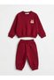 Unisex Kids' Cotton Teddy Bear Embroidered Burgundy Sweatshirt and Sweatpants Set - 2