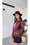 Women's Oversize Belted Zippered Premium Faux Leather Jacket - 4