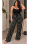Women's Viscose Pocketless Battal Trousers Relaxed Fit Plus Size - Patterned - 3