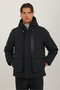 Men's Black Water and Wind Resistant Fur Lined Hooded Large Pocket Zippered Winter Outdoor Coat - 5