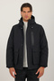 Men's Black Water and Wind Resistant Fur Lined Hooded Large Pocket Zippered Winter Outdoor Coat - 2
