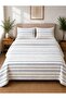 Muslin Double Duvet Cover Set 100% Cotton Striped Soft Textured Natural Fabric - 2