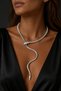 Magnetic Snake Model Stone Detailed Necklace