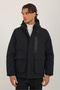 Men's Black Water and Wind Resistant Fur Lined Hooded Large Pocket Zippered Winter Outdoor Coat - 4