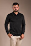 Men's Black Patterned Polo Neck Tricot