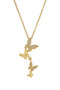 Women's Butterfly Detailed Zircon Stone Steel Chain Stylish Minimal Elegant Design Gift Necklace