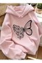 Unisex Men/Women Floral Butterfly Colorful Custom Printed Cotton Oversize Hooded Sweatshirt