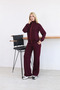 Women's Ribbed Zippered High Collar Wide Leg Two-Piece Tracksuit Set - 4
