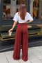 Women's Cupra Modal Pleated Wide Leg Casual Pants 6006 Claret Red - Premium Series - 5