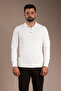 Men's White Patterned Polo Neck Tricot - 3