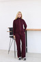 Women's Ribbed Zippered High Collar Wide Leg Two-Piece Tracksuit Set - 7