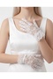 White Ankle Elastic Lace Short Women's Gloves – Accessory for Wedding, Engagement, Henna Night, Prom, Event, Party, Costume, Graduation, Bachelorette, and Photo Shoot - 2