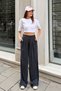 Women's Cupra Modal Pleated Wide Leg Casual Pants 6006 Anthracite - Premium Series - 4