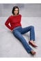 10804 Boat Neck Draped Sweater-Red