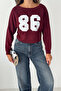 Women's 86 Printed Boat Neck Long Sleeve Crop Blouse - 4