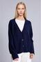 Oversize V-Neck Basic Cardigan with Pockets (26 Wn)