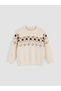 Beige Patterned Baby Girl Knitwear Set Sweater Pants - 2