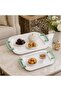 Metal Serving Tray Set 2 Pieces - White with Green Handles - 2