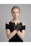 Black Lace and Bow Detailed Satin Short Women's Gloves – Accessory for Wedding, Engagement, Nikkah, Henna Night, Prom, Event, Party, Costume, Graduation, Bachelorette, and Photo Shoot - 4