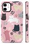 Compatible with iPhone 12 / 12 Pro - Paw Cats Double Layer Cover, Glossy Surface Protective Glossy Touch Case