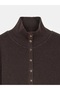 10686 High Collar Buttoned Knit Sweater - Dark Brown - 8