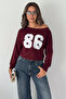 Women's 86 Printed Boat Neck Long Sleeve Crop Blouse