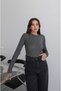 Black Sparkle Glitter Crew Neck Blouse