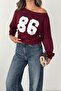 Women's 86 Printed Boat Neck Long Sleeve Crop Blouse - 2