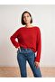 10804 Boat Neck Draped Sweater-Red - 2