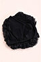 Hijab Bonnet with Button, 100% Cotton, Lace, Voluminous, Tie-Back, Black and White - 4