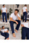 Men's Pajama Bottoms Navy Blue Plaid Patterned Relaxed Cut Home Pajama Pants - 2