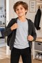 Children's Long Sleeve Gray Badi Unisex T-Shirt 100% Cotton Basic Crew Neck - 5