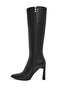 Women's Black Zippered Thin High Heeled Leather Boots Af530003Dv - 3