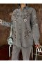 Women's Front Beaded Embroidered Denim Oversize Shirt
