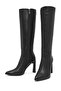 Women's Black Zippered Thin High Heeled Leather Boots Af530003Dv - 6