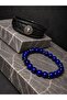 Men's Bracelet Blue Natural Stone Black Leather Braid Lion Figured Stylish Sports Modern Design Accessory - 2