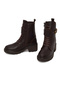 Women's Brown Zippered Thick Heeled Leather Boots Wf180025Df - 4